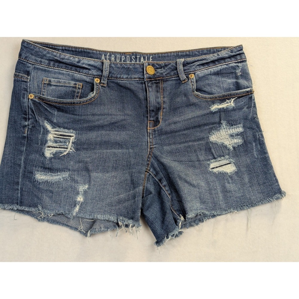 Aeropostale Womens Shorts Cutoffs Size 10 Distressed Cotton Blend Blue